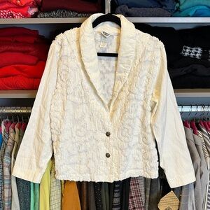 Produce Company white 2 button closure textured blazer size S NWT